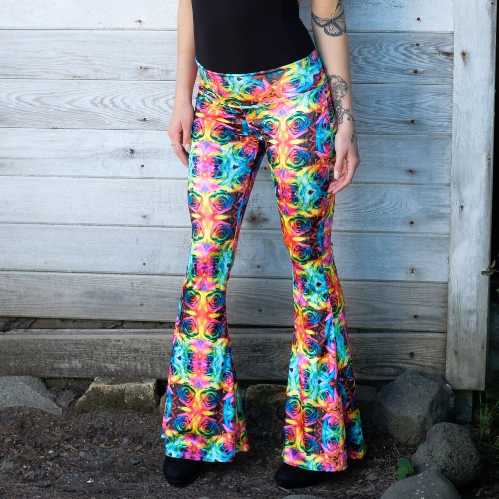 Tie Dye Rose Velvet  Bell Bottoms - Warrior Within